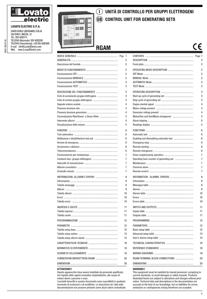 LOVATO ELECTRIC RGAM User manual