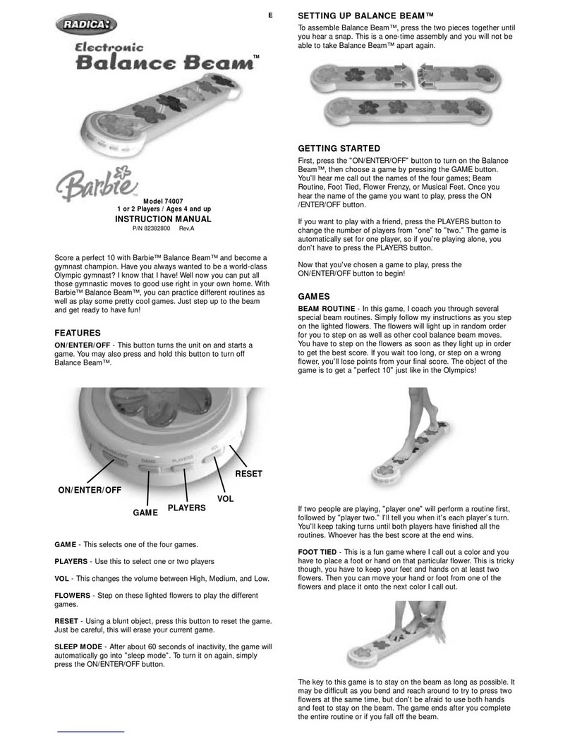 Radica Games Barbie Electronic Balance Beam 74007 instruction manual Radica Games Barbie Electronic Balance Beam 74007 instruction manual