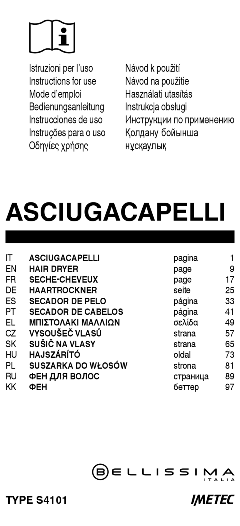 Imetec BELLISSIMA S4101 Instructions for use