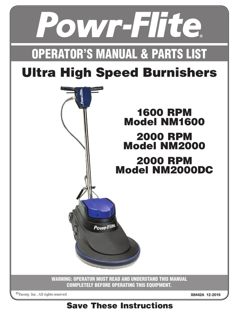 Tacony Power-Flite NM1600 Operator's manual & parts list