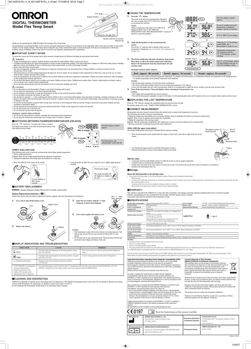 Omron Flex Temp Smart User manual Omron Flex Temp Smart User manual