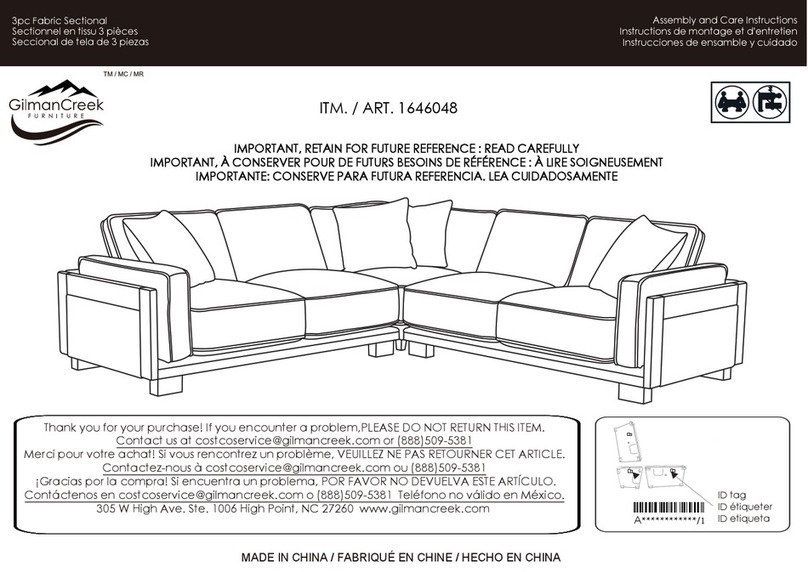 Gilman Creek 1646048 Assembly and care instructions Gilman Creek 1646048 Assembly and care instructions