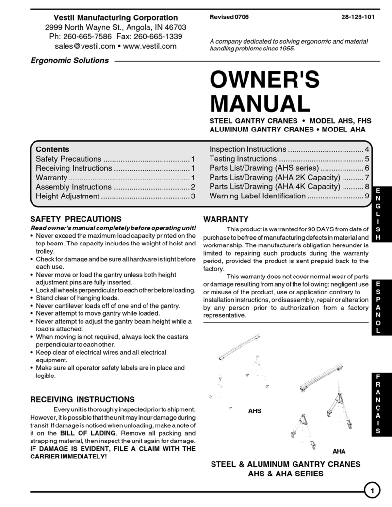 Vestil AHS owner's manual