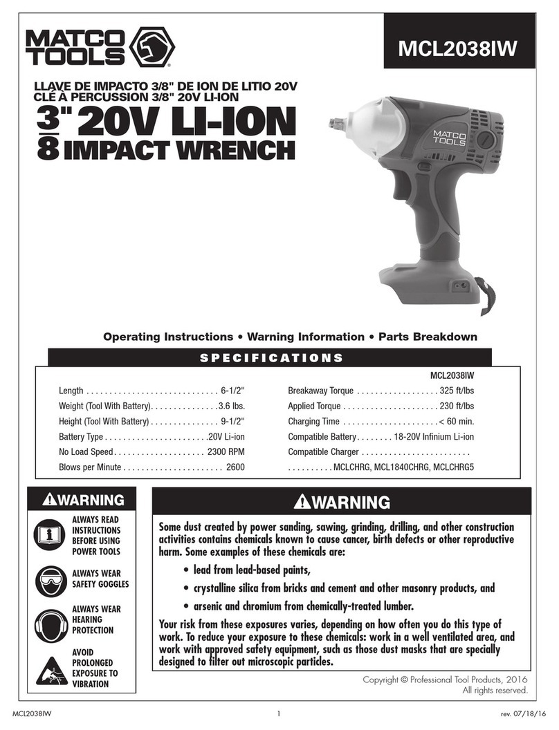 Matco Tools MCL2038IWK operating instructions