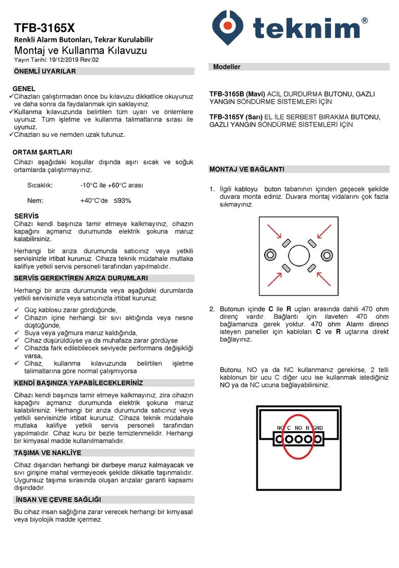 Teknim TFB-3165 Series Installation and user manual