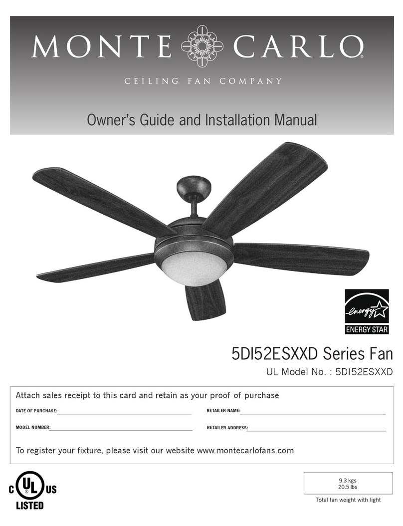 Monte Carlo Fan Company 5DI52ES D Series Owner's guide and installation manual