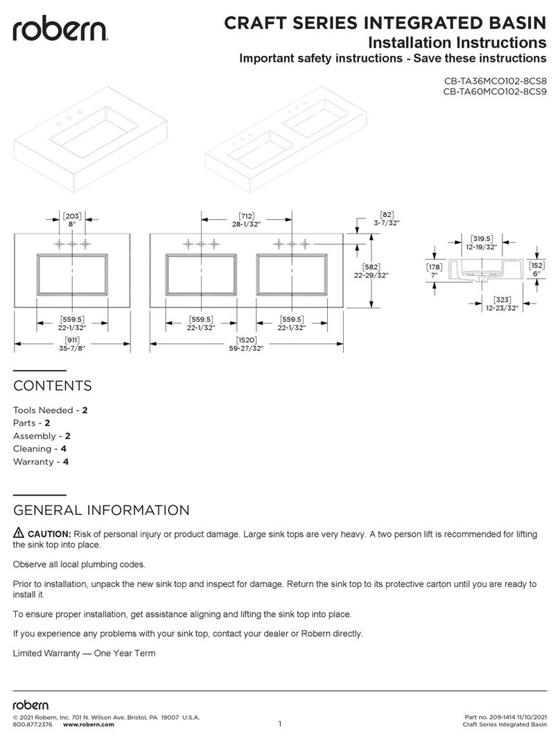 Robern CRAFT CB-TA36MCO102-8CS8 installation instructions Robern CRAFT CB-TA36MCO102-8CS8 installation instructions