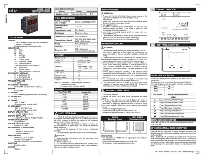 Selec MX300-1-C-CE User manual