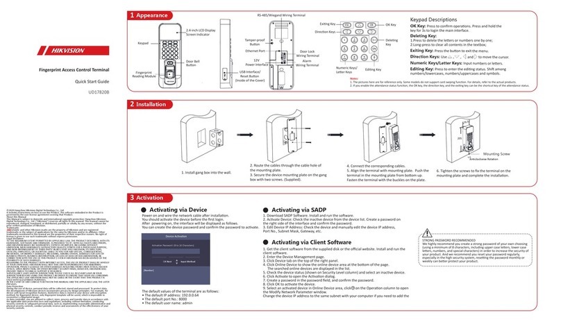 HIK VISION DS-K1T804AMF quick start guide