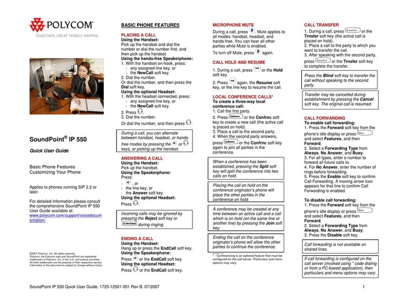 Polycom SoundPoint IP 550 Instruction manual