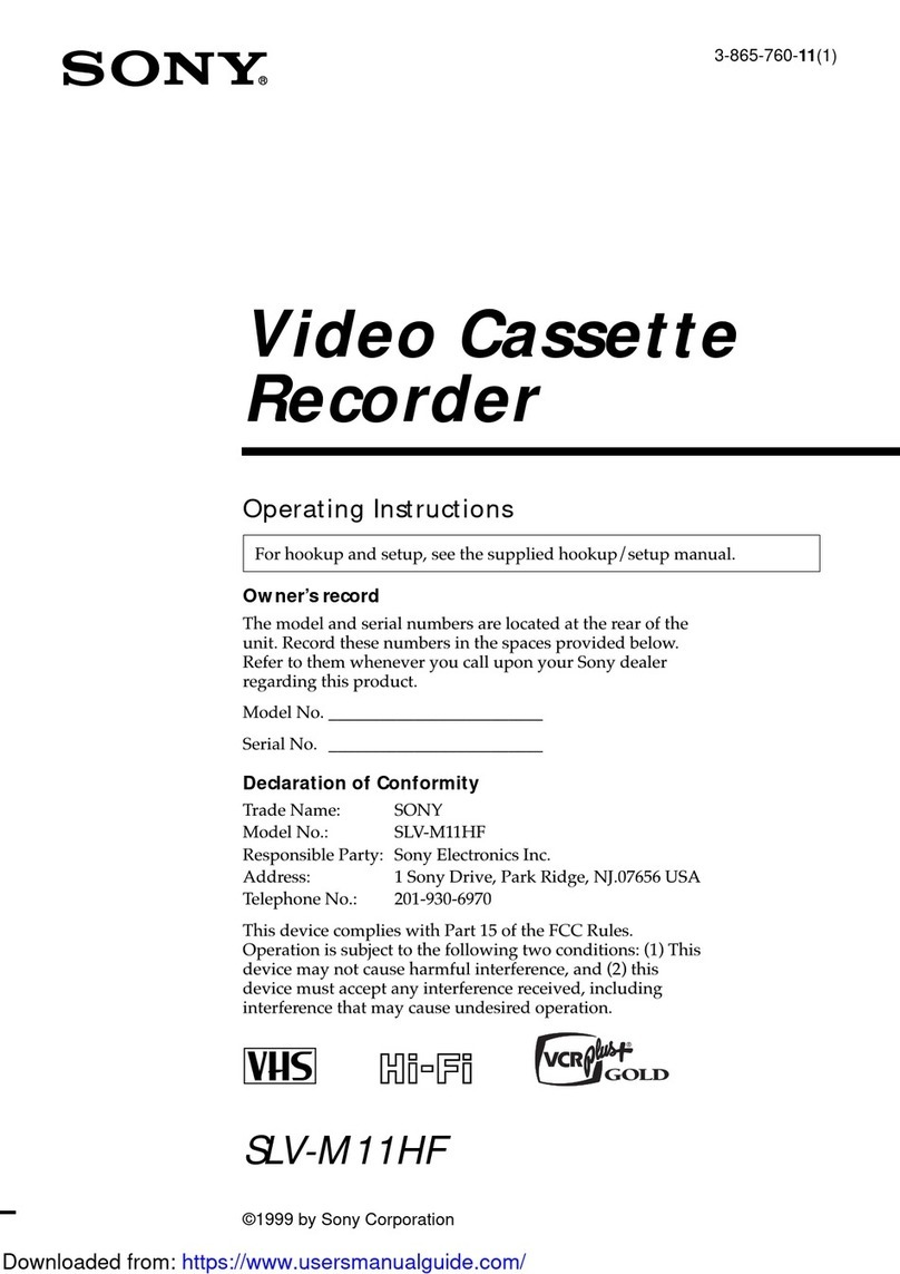 Sony SLV-M11HF - Video Cassette Recorder User manual Sony SLV-M11HF - Video Cassette Recorder User manual