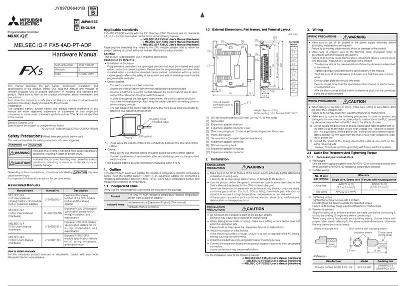 Mitsubishi Electric MELSEC iQ-F FX5-4AD-PT-ADP User manual