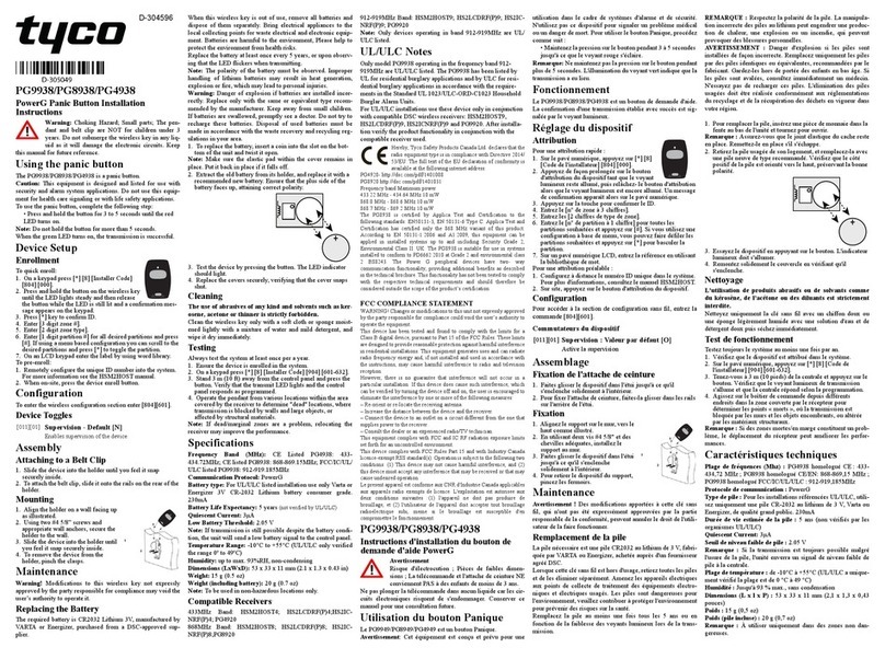 Tyco PG9938 User manual