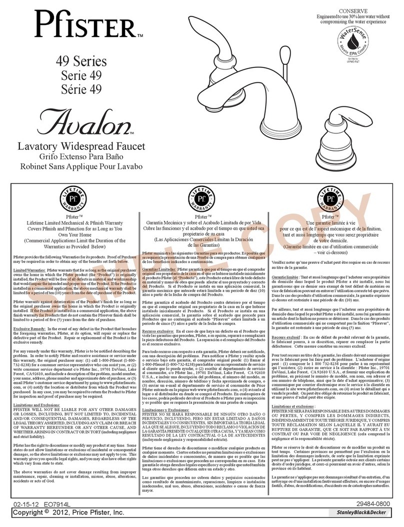 Pfister Avalon T49-CB0K manual
