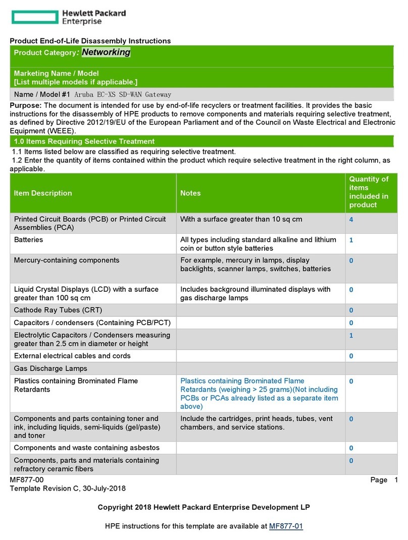 HP Aruba EC-XS Product End-of-Life Disassembly Instructions