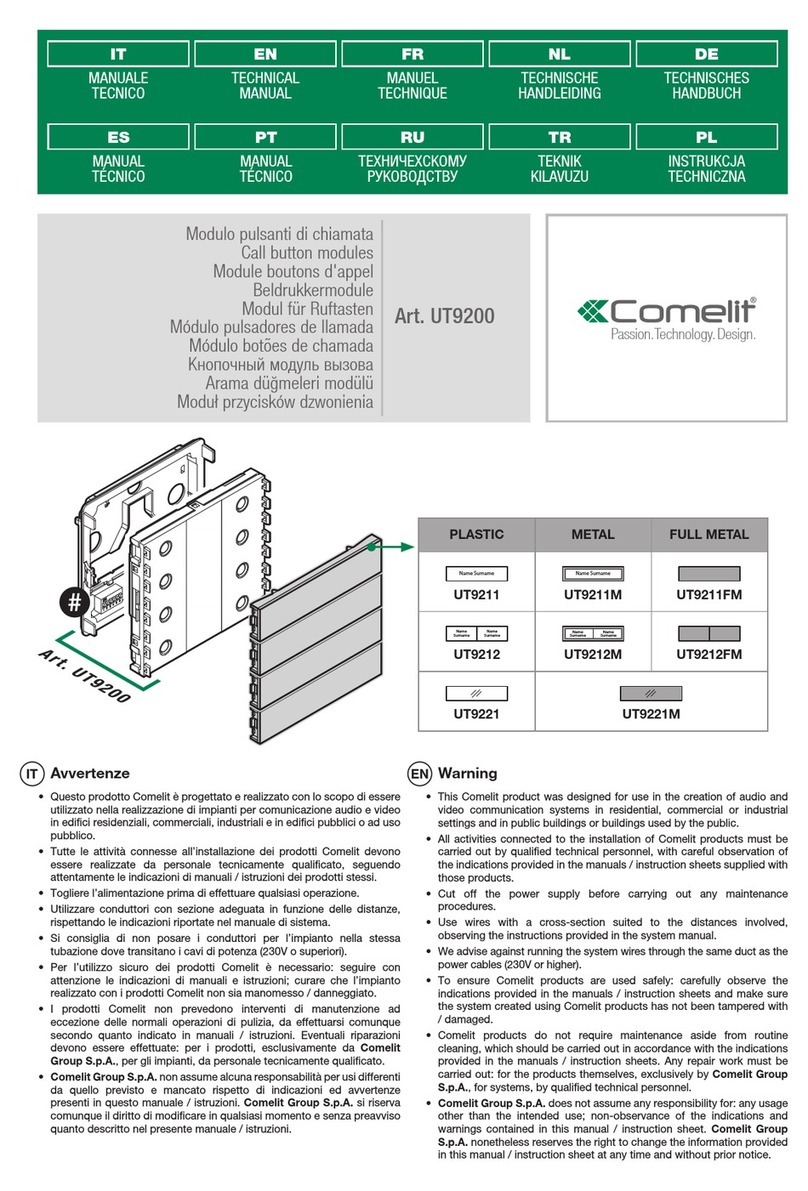 Comelit UT9200 Technical manual