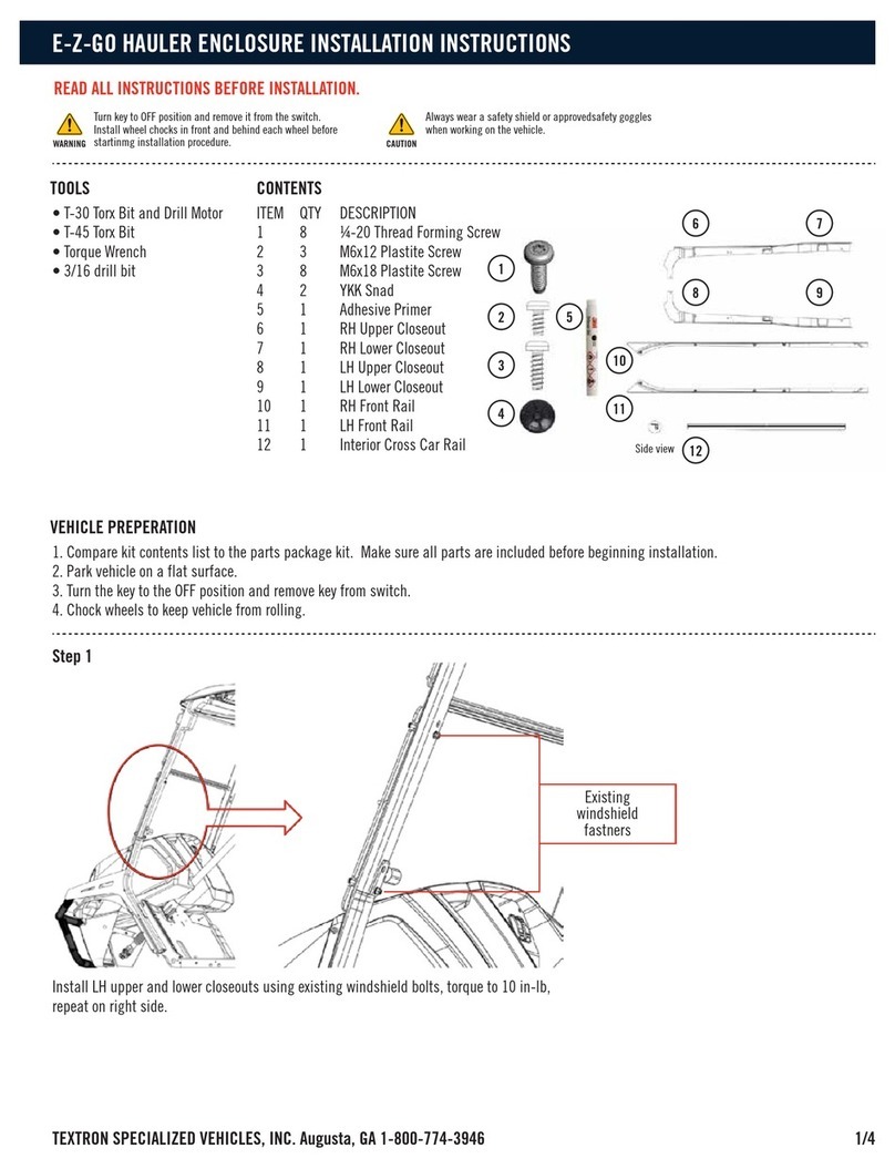Textron Specialized Vehicles E-Z-GO installation instructions Textron Specialized Vehicles E-Z-GO installation instructions