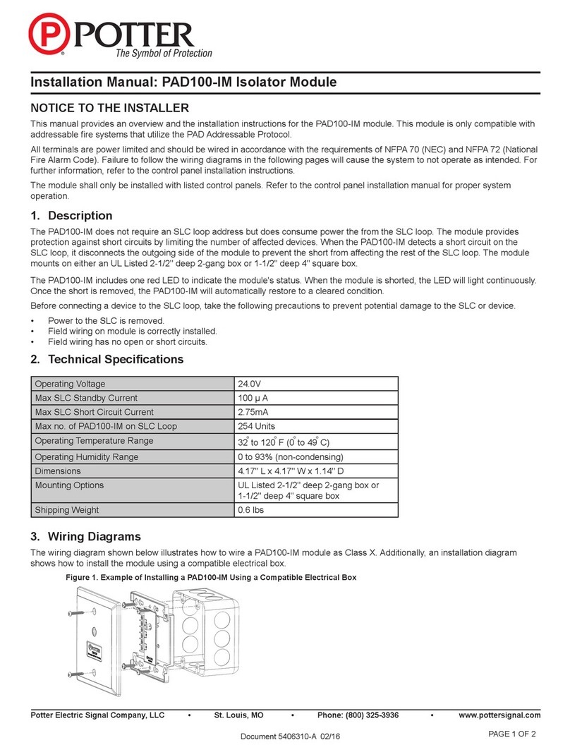 Potter PAD100-IM User manual