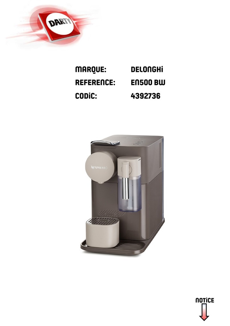 DeLonghi NESPRESSO MY MACHINE LATTISSIMA ONE EN500 BW User manual