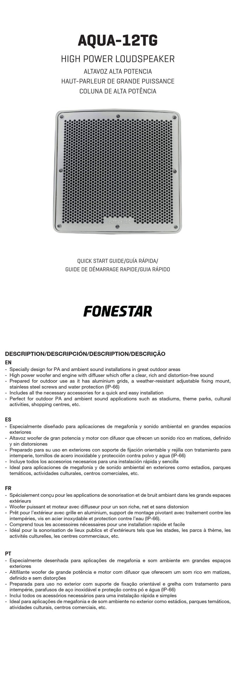 FONESTAR AQUA-12TG quick start guide