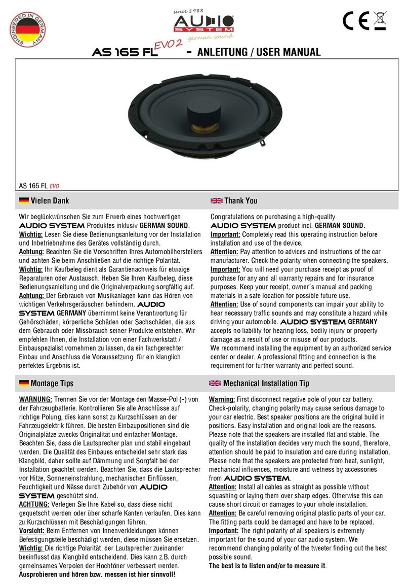 Audiosystem AS 165 FL EVO 2 User manual