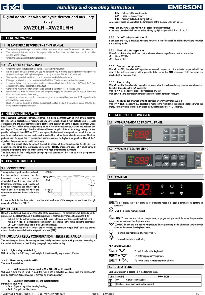 Emerson dixell XW20LR Wiring diagram
