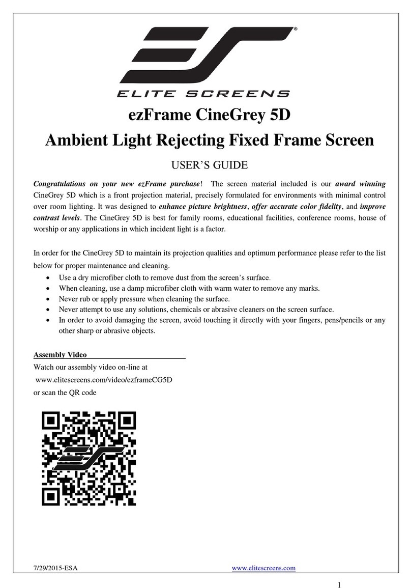 Elite Screens ezFrame R180WH1 user guide Elite Screens ezFrame R180WH1 user guide