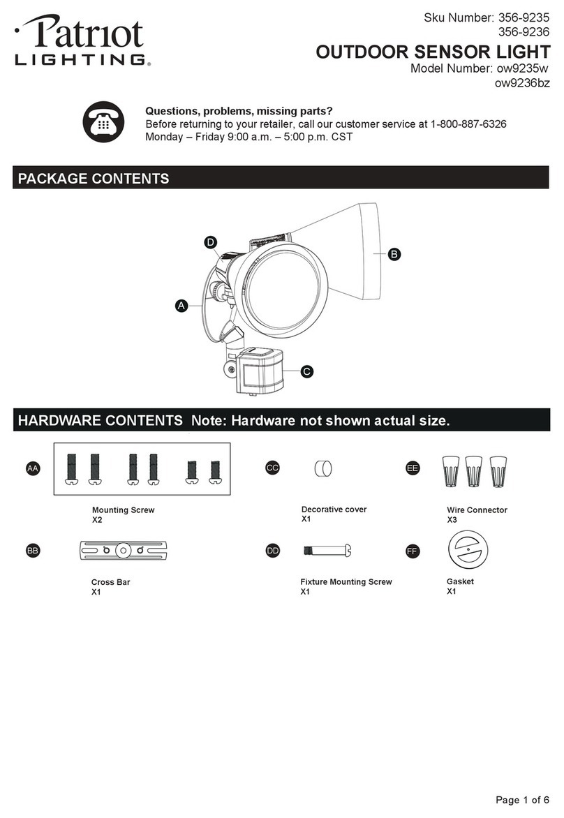 Patriot Lighting ow9235w quick start guide