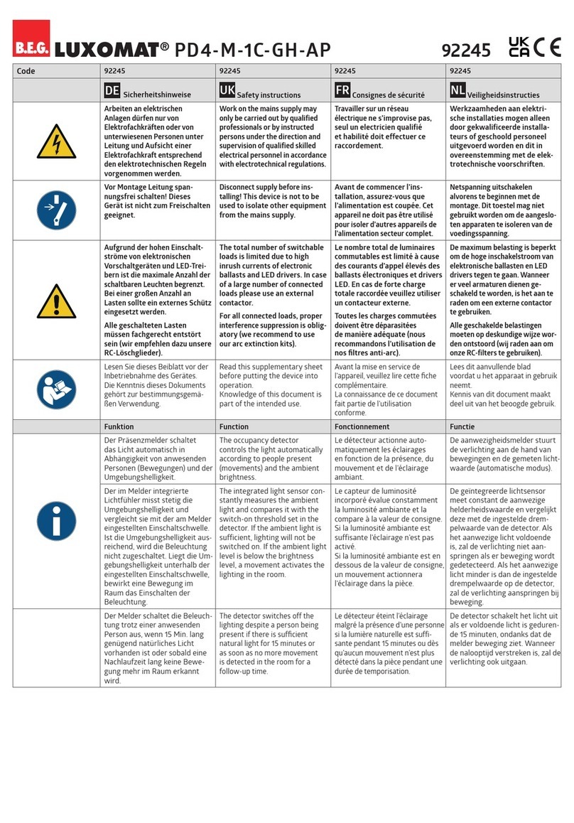 B.E.G. LUXOMAT PD4-M-1C-GH-AP User manual