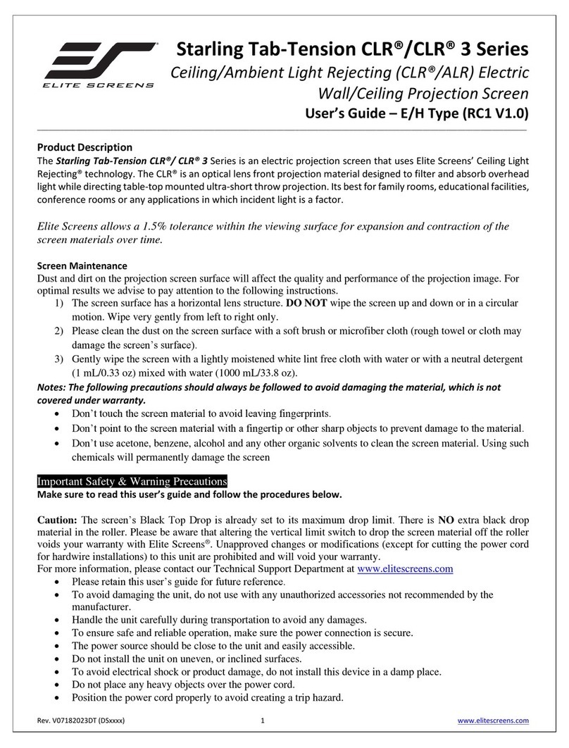 Elite Screens Starling Tab-Tension CLR 3 Series User manual Elite Screens Starling Tab-Tension CLR 3 Series User manual