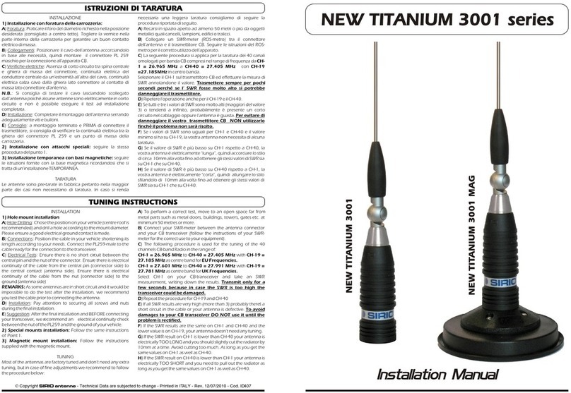 Sirio Antenne NEW TITANIUM 3001 Series User manual Sirio Antenne NEW TITANIUM 3001 Series User manual