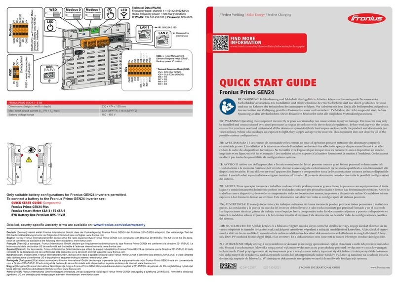 FRO­NIUS Primo GEN24 quick start guide