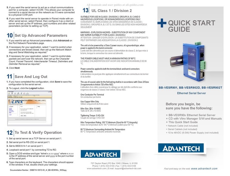 Advantech BB-VESR902D quick start guide