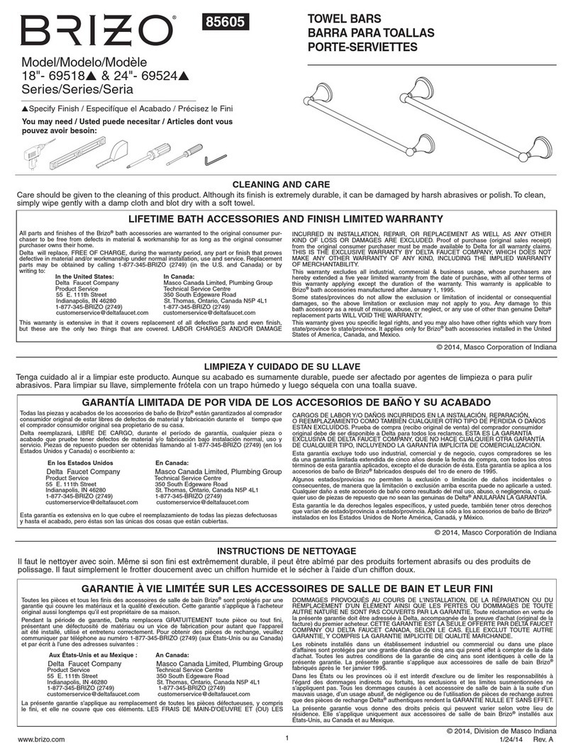 Brizo 69524 Series User manual