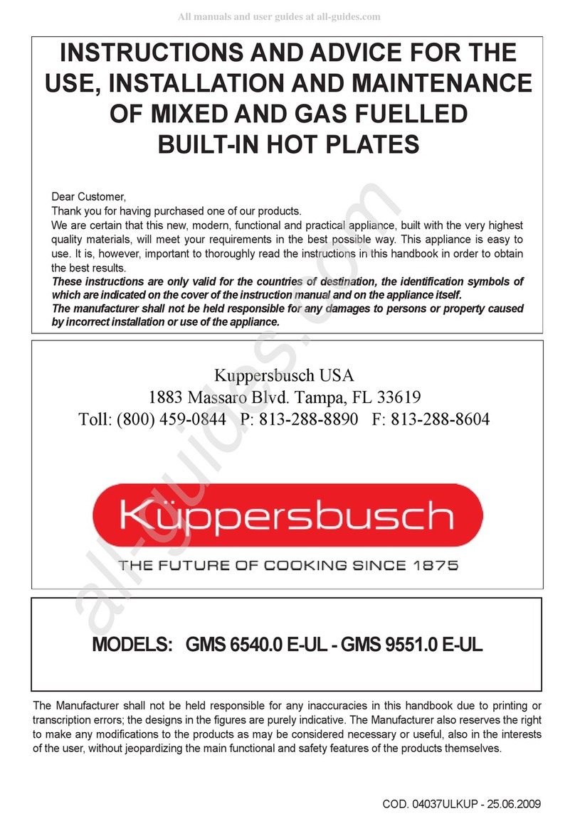 Kuppersbusch GMS 6540.0 E-UL Instructions and advice for the use, installation and maintenance Kuppersbusch GMS 6540.0 E-UL Instructions and advice for the use, installation and maintenance