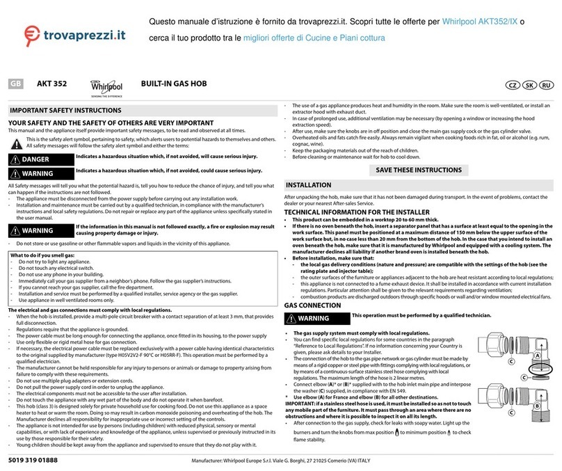 Whirlpool AKT352/IX User manual