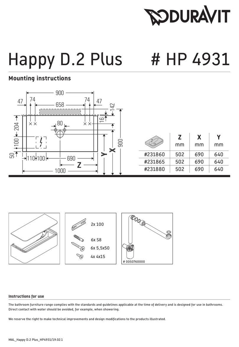 DURAVIT Happy D.2 Plus HP 4931 Mounting instructions DURAVIT Happy D.2 Plus HP 4931 Mounting instructions