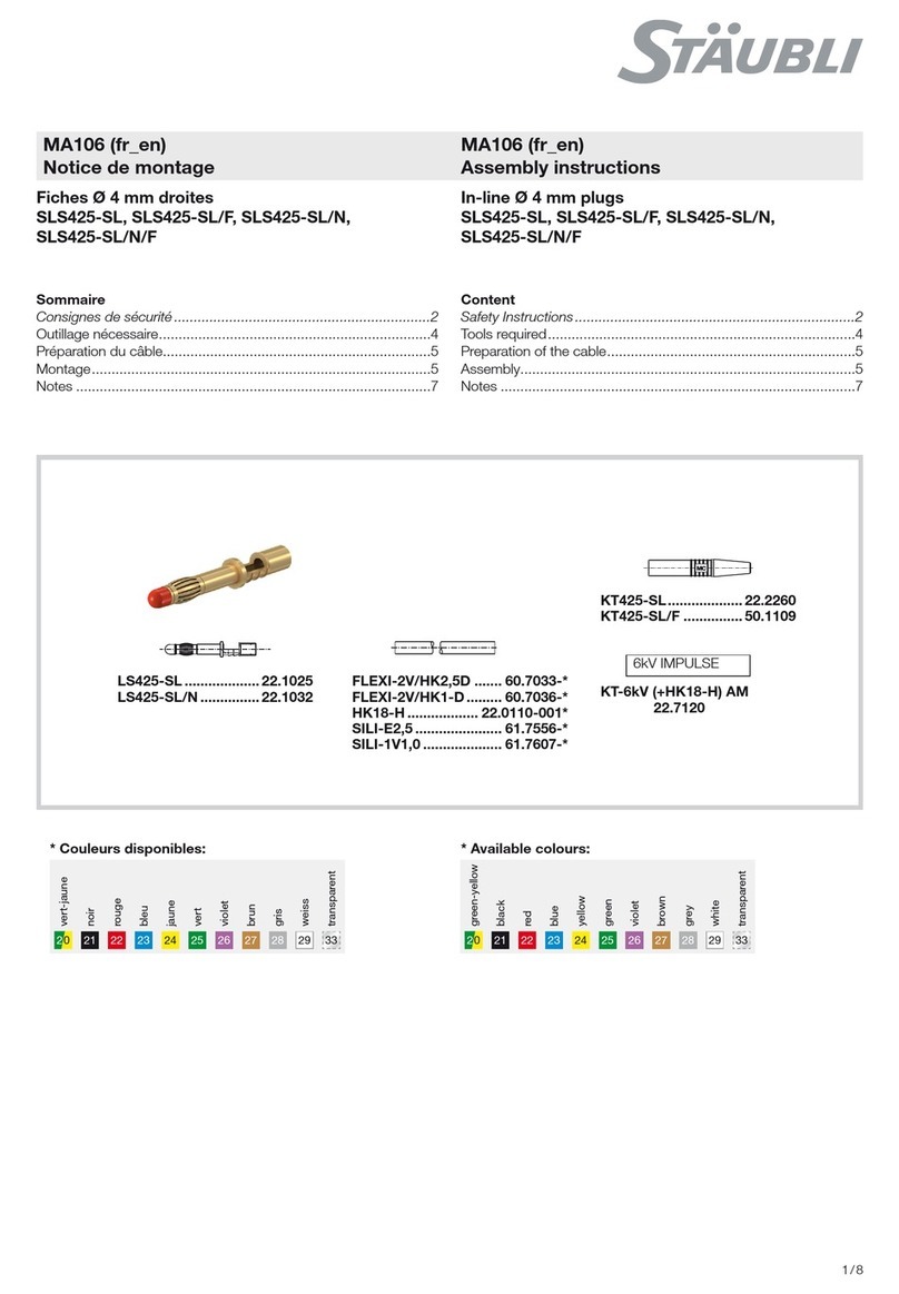 Staubli SLS425-SL Assembly instructions Staubli SLS425-SL Assembly instructions