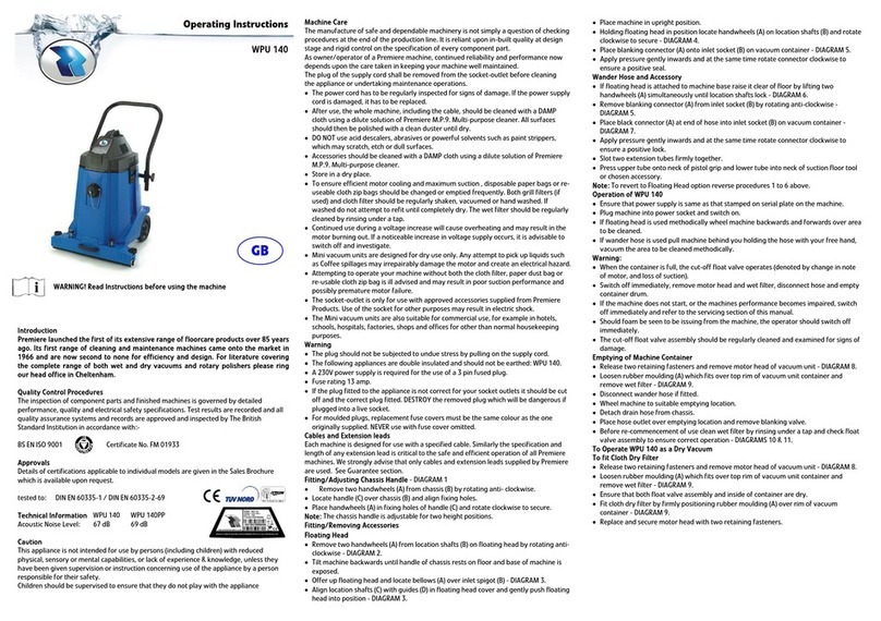 Tuv nord Premiere WPU 140 operating instructions