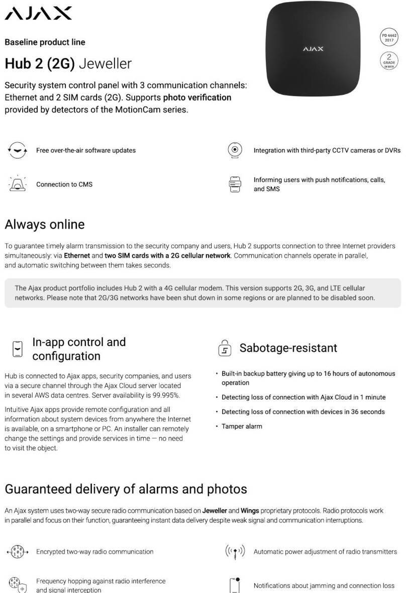 AJAX Hub 2 (2G) quick start guide