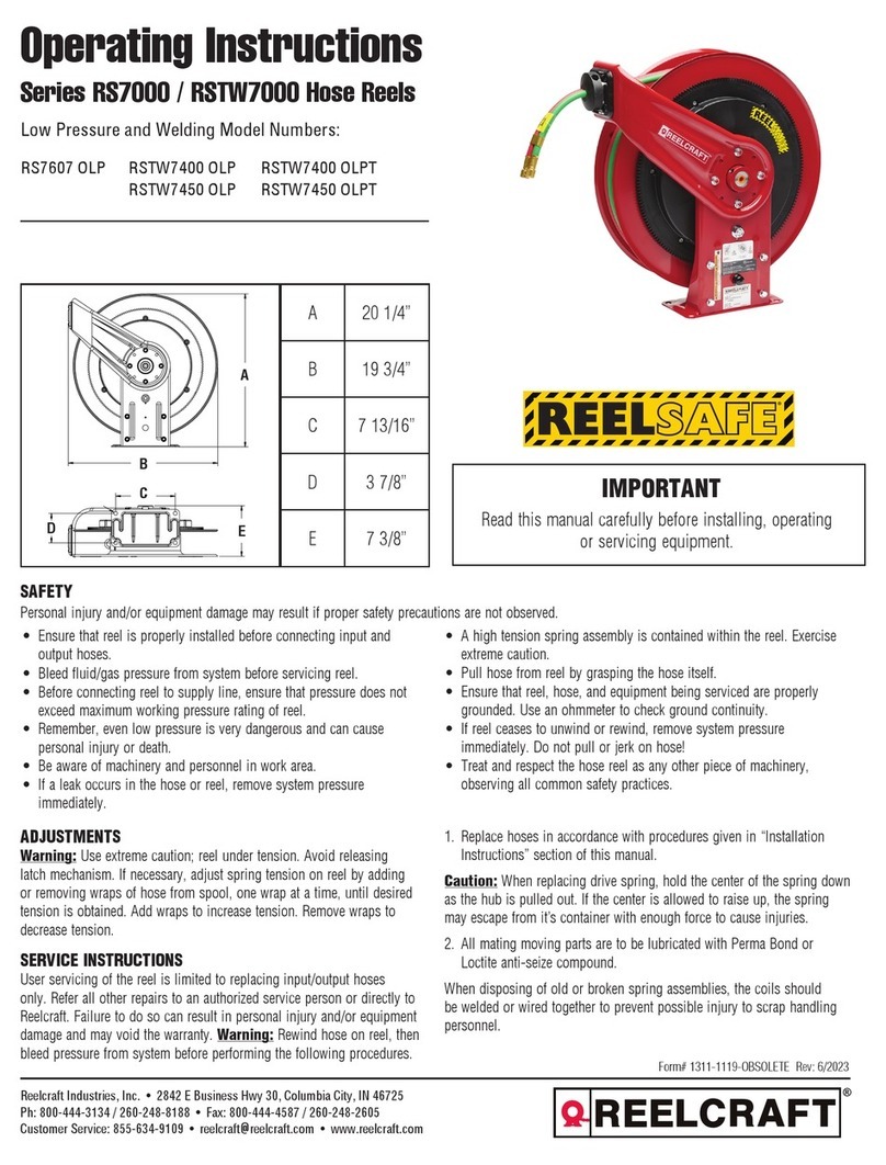 Reelcraft Industries, Inc. RS7000 Series operating instructions