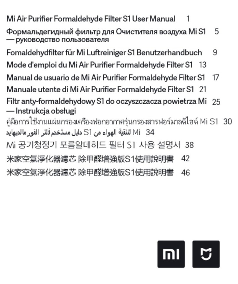 Xiaomi Mi Air Purifier Formaldehyde Filter S1 user manual