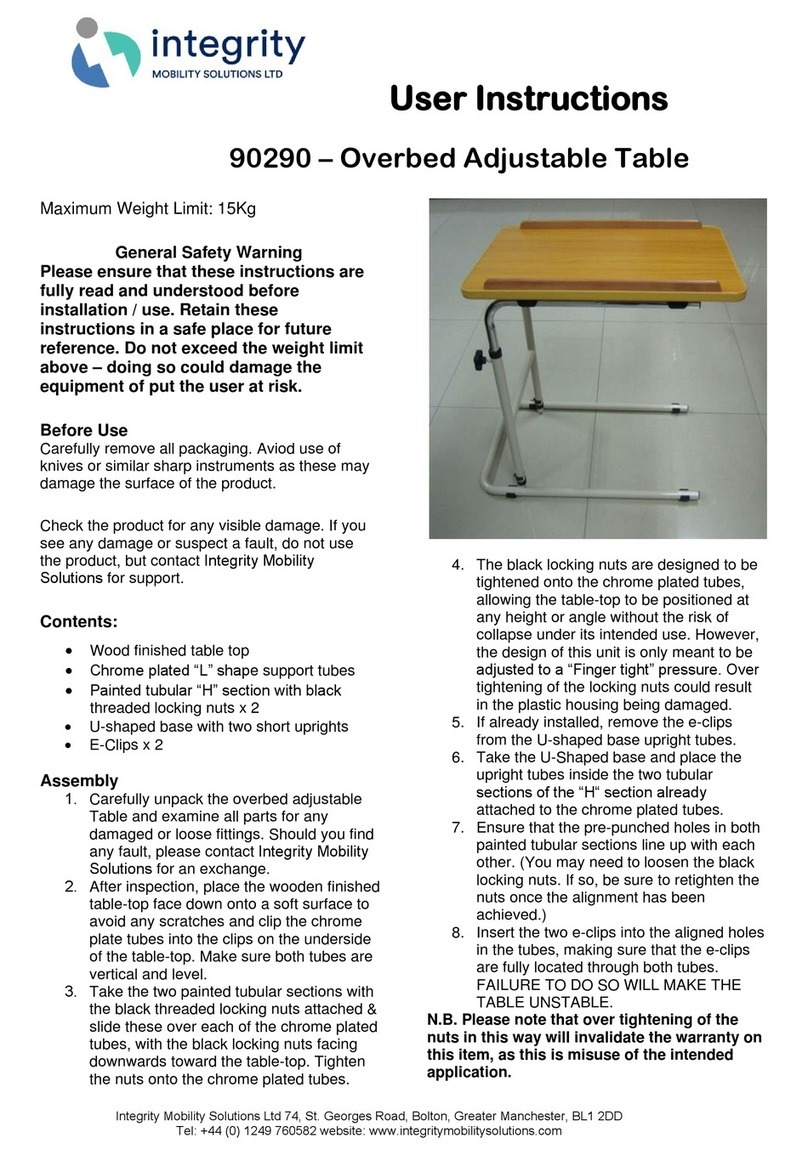 Integrity 90290 User instructions Integrity 90290 User instructions
