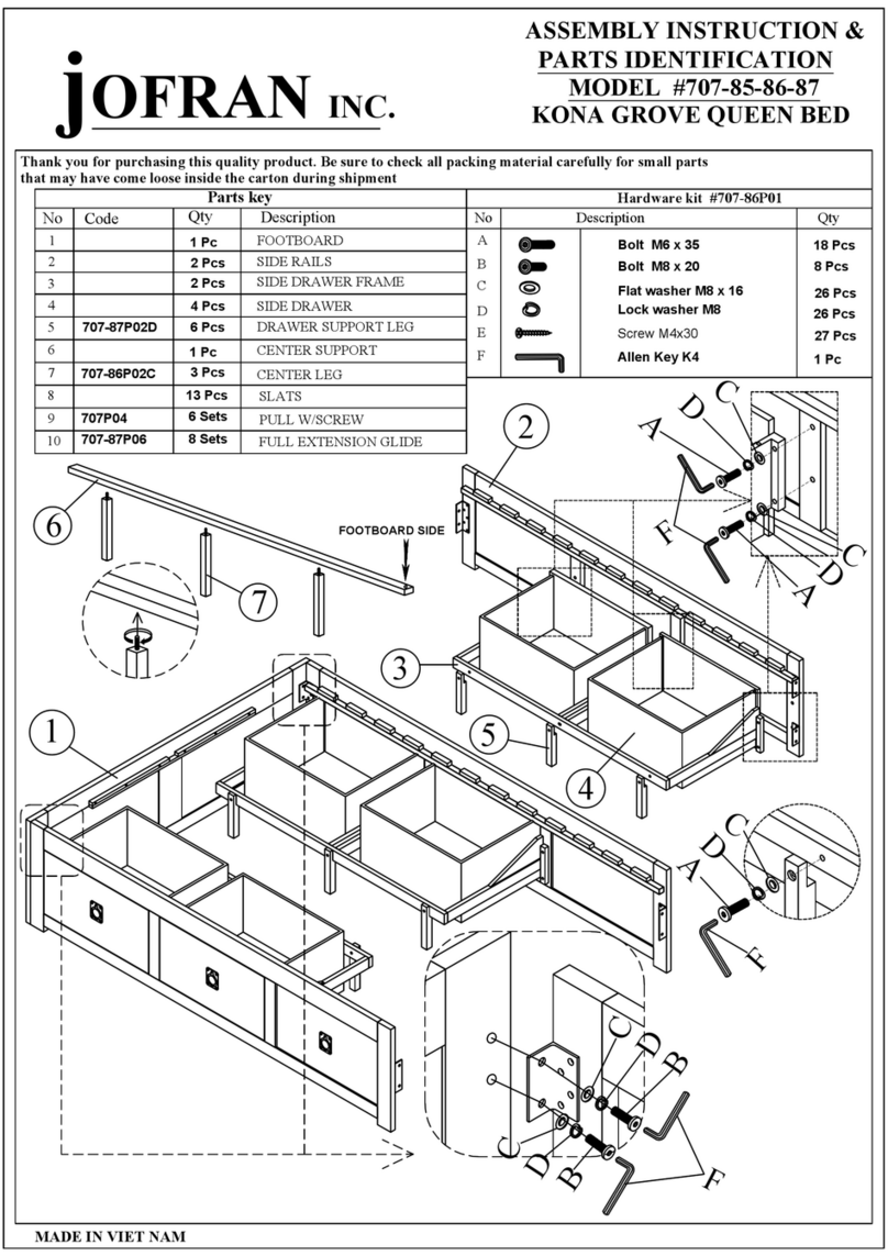 Jofran KONA GROVE 707-85 User manual Jofran KONA GROVE 707-85 User manual