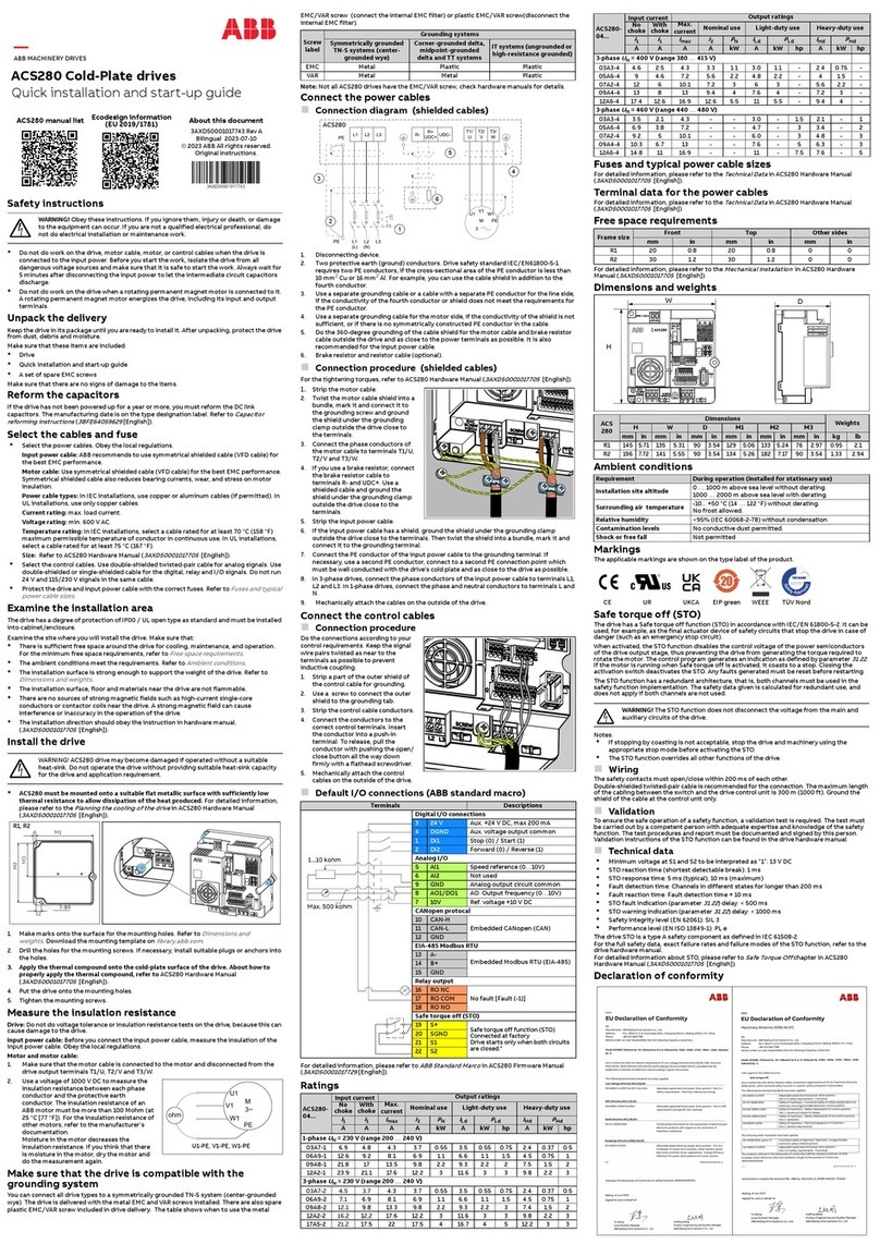 ABB ACS280 Quick installation and start-up guide ABB ACS280 Quick installation and start-up guide