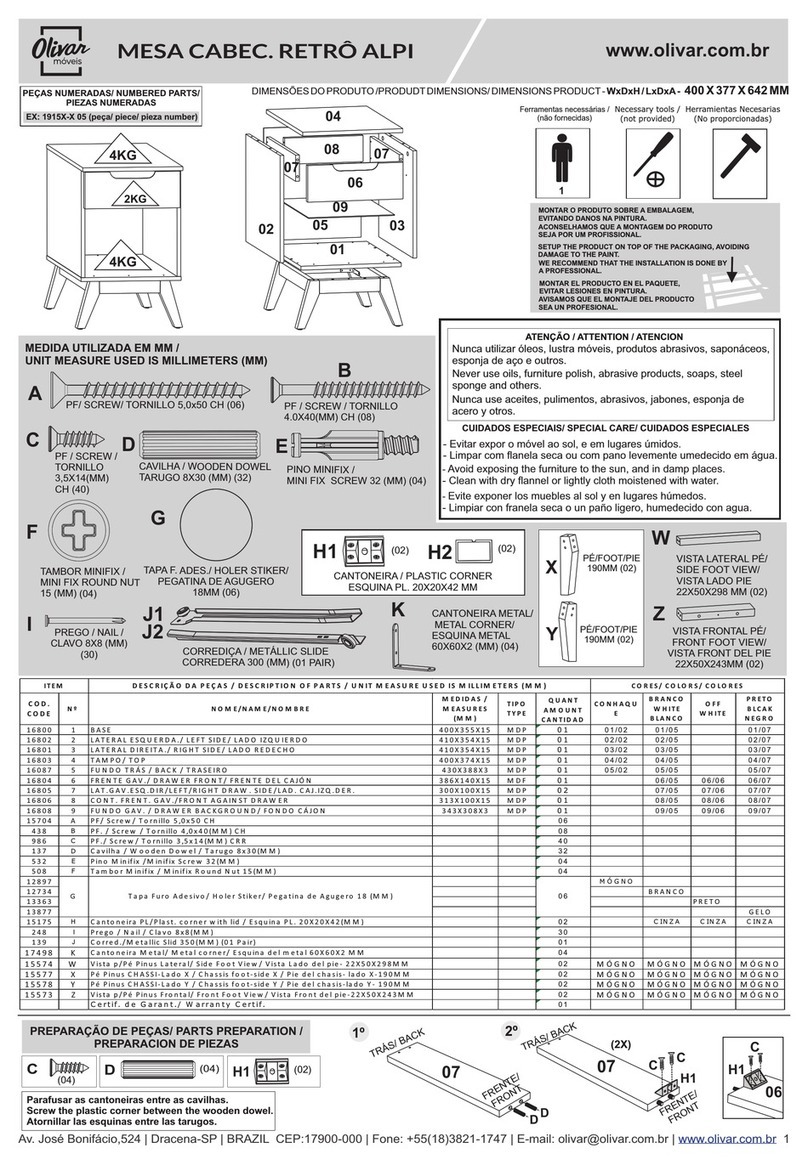 Olivar MESA CABEC. RETRO ALPI User manual