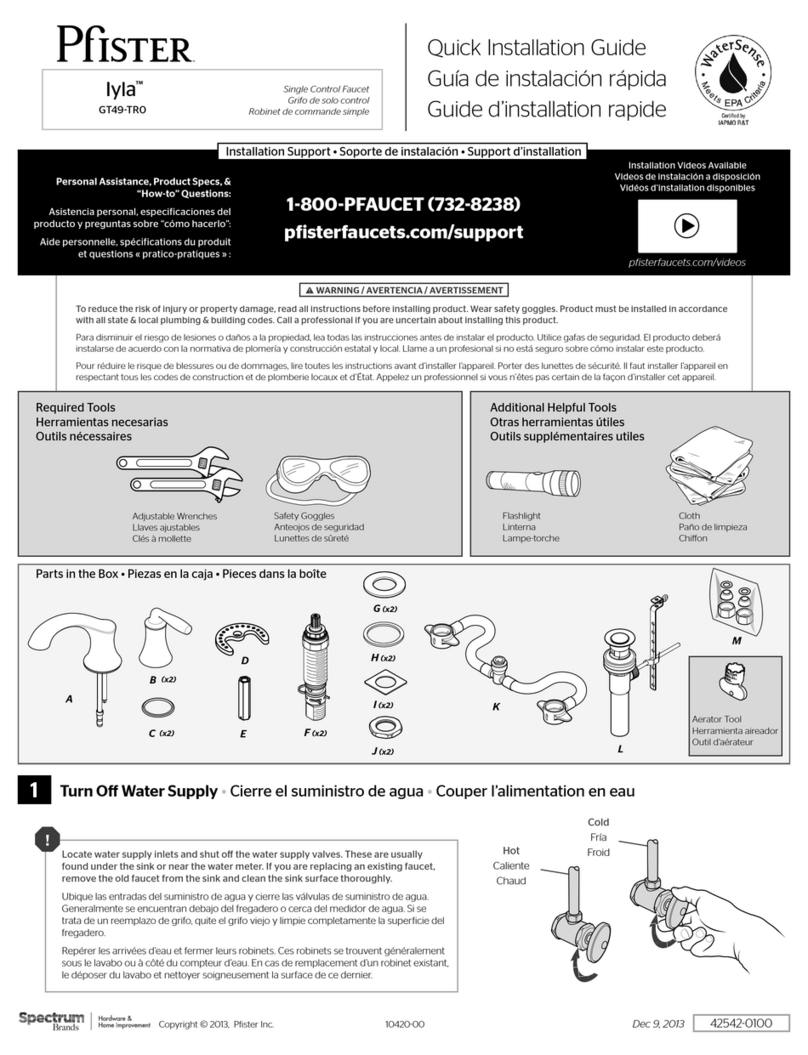 Pfister Iyla GT49-TR0 Quick installation guide