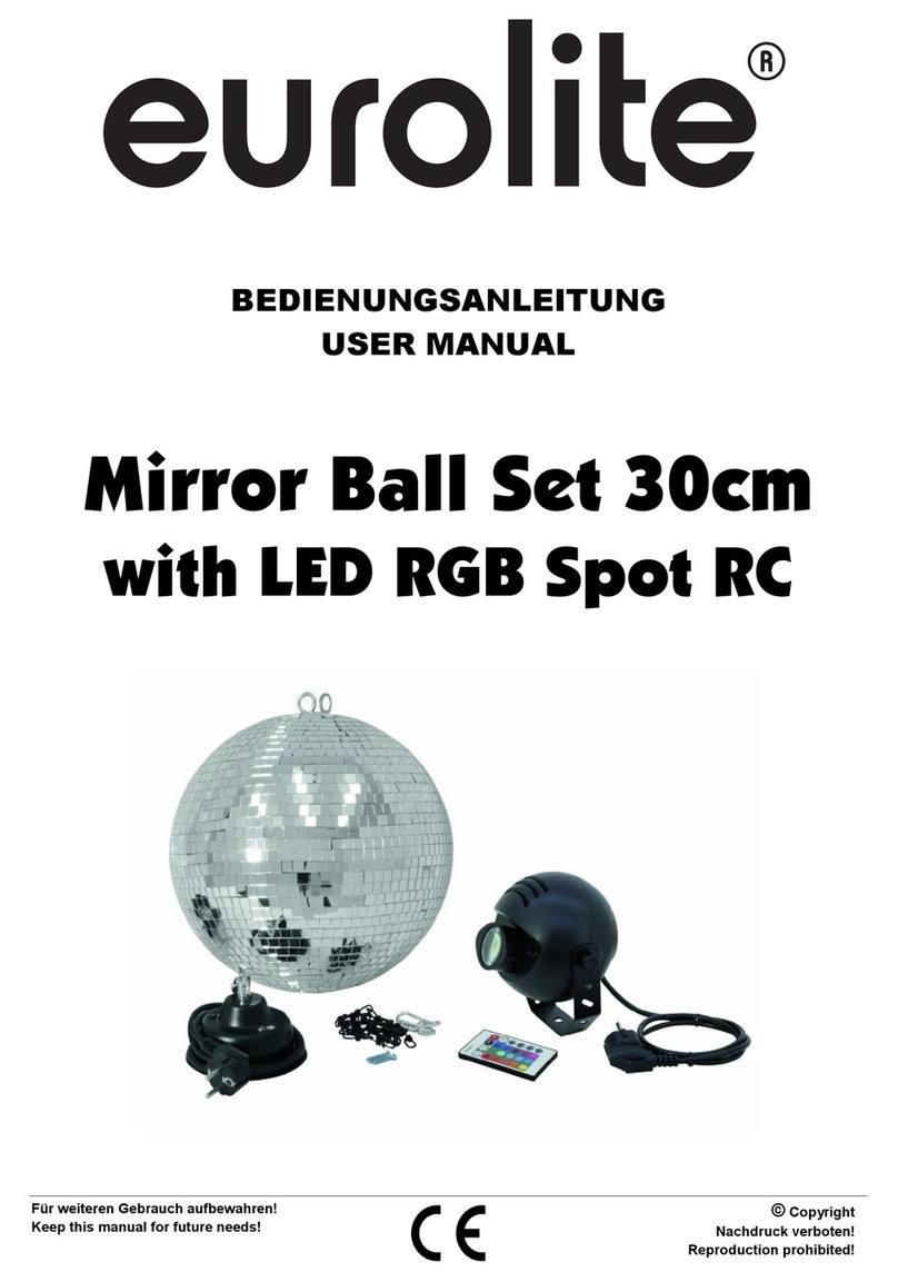 EuroLite Mirror Ball Set 30cm with LED RGB Spot RC User manual