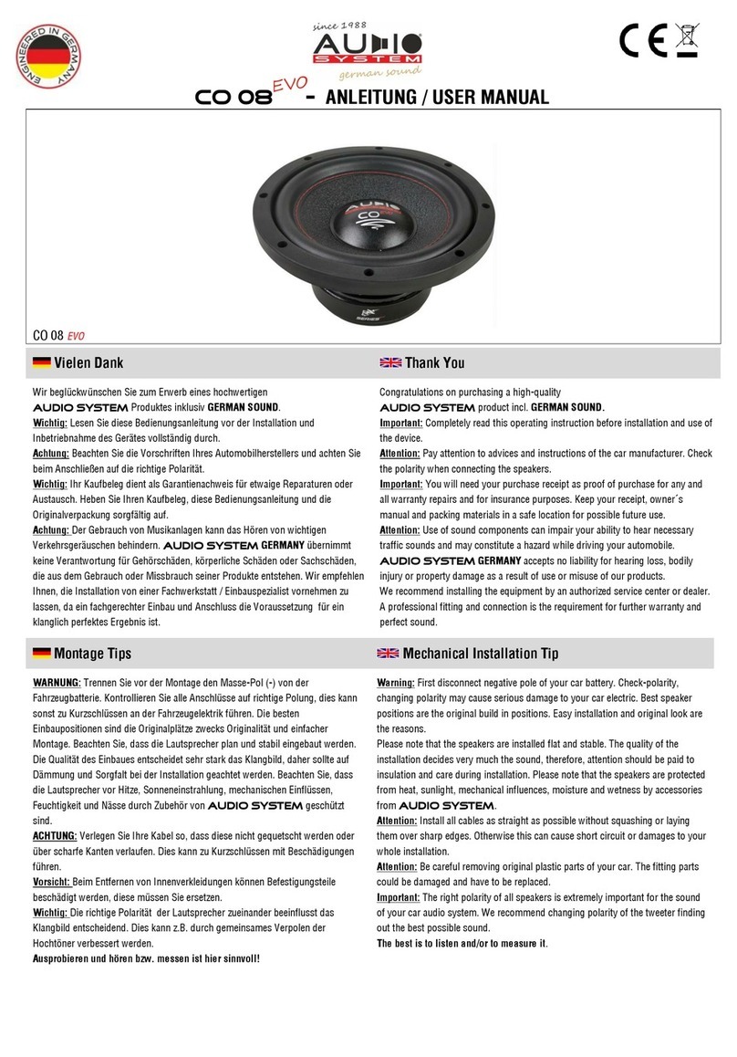 Audiosystem CO 08 EVO user manual Audiosystem CO 08 EVO user manual
