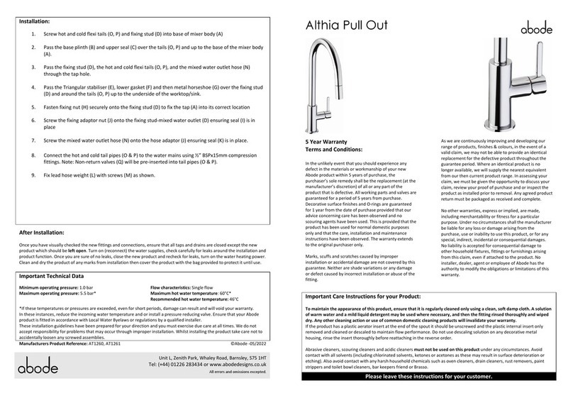 Abode Althia Pull Out AT1260 User manual